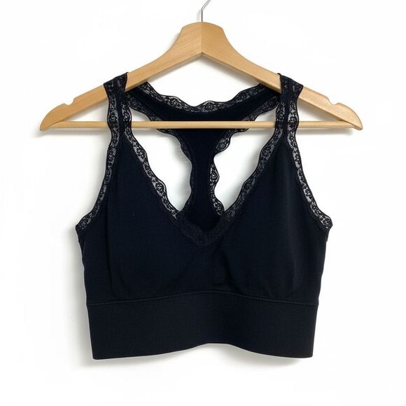 BP. Born Primitive Black Razor Back Lace Trim Sports Bra XL - Picture 1 of 8